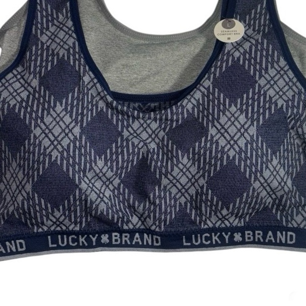 Lucky Brand Bras Seamless Comfort Bras Navy Blue and Gray Size Large Two Pack - Picture 12 of 15
